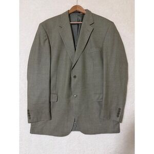 Andrew Fezza Blazer Mens 46L Long Gray Houndstooth Silk Wool Sport Coat